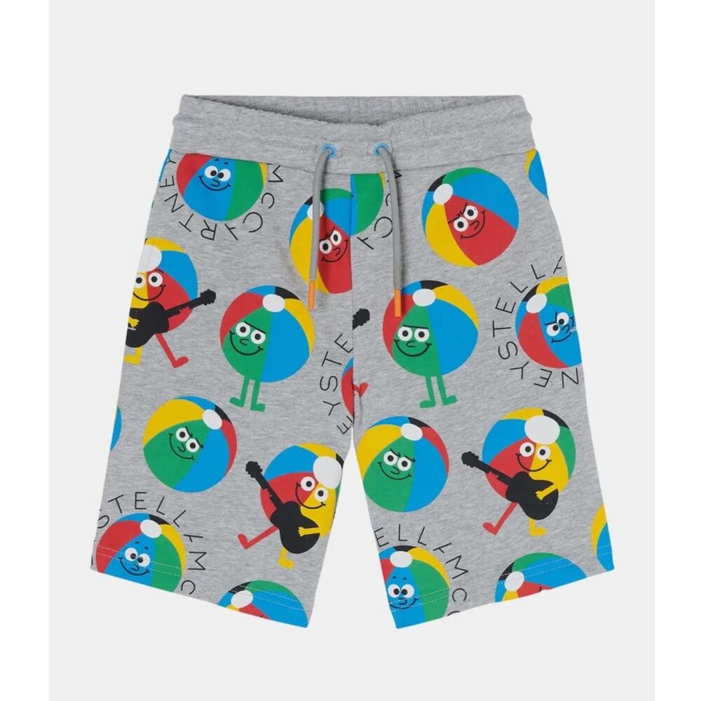 Stella McCartney Grey Kids Shorts with Multicolor Beach Ball Print Size 8